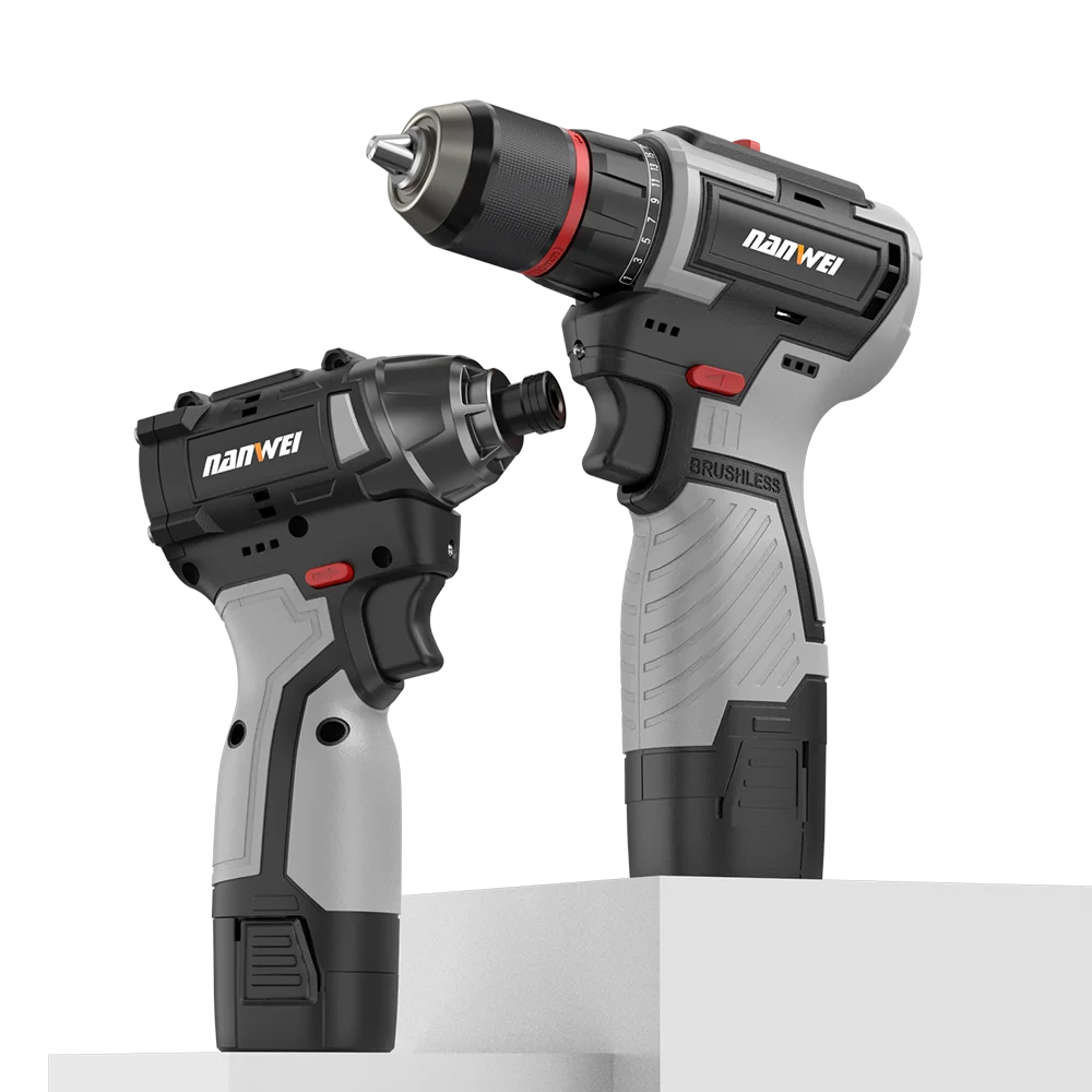 NANWEI hot-selling 2pcs 16.8v power tool combination impact drill and electric screwdriver set