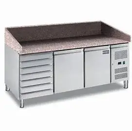 CNJT 390L  pizza series marble worktop 2 solid doors 7 drawers refrigerator  chiller counter