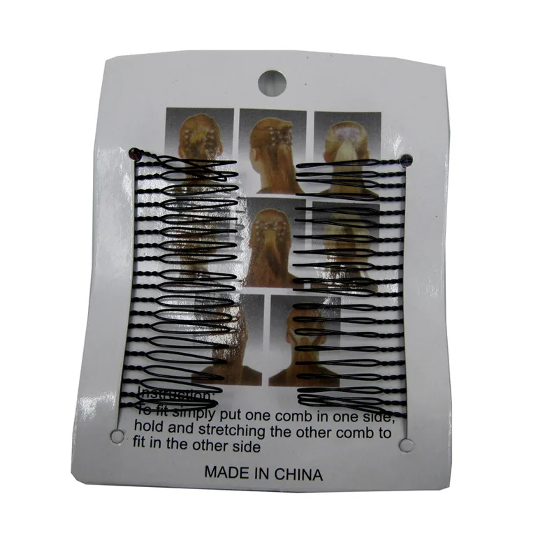 HC345 Wholesale Lady Fashion Electroplating Double Combs Hair Clip Magic Hair Combs Double Beaded Hair Accessories With Elastic