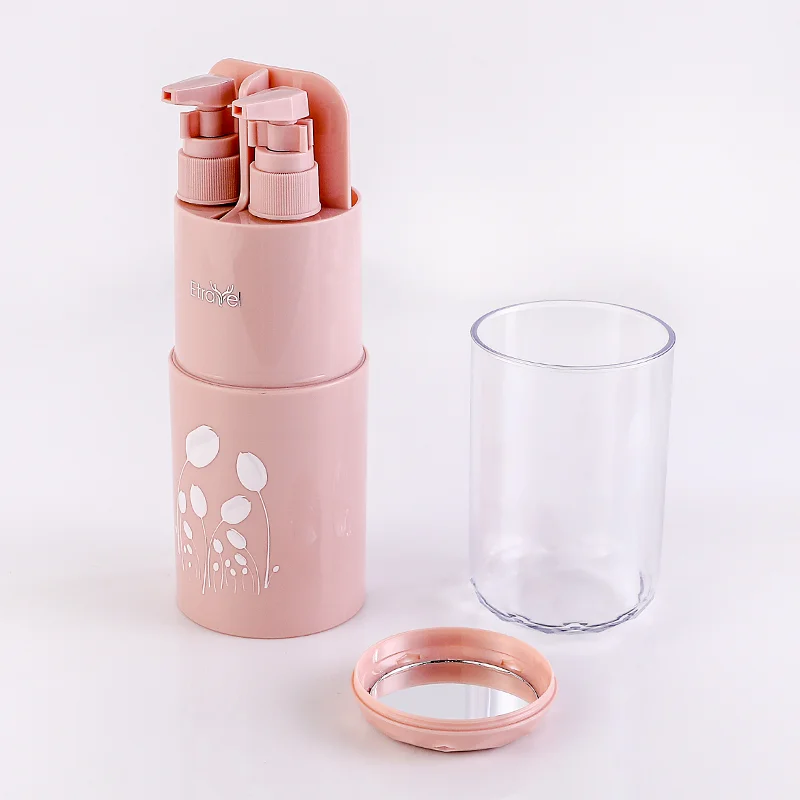 50ML Airplane Sub Bottle Travel Toothbrush Container Tooth Brush Organizer Cup Pink Plastic