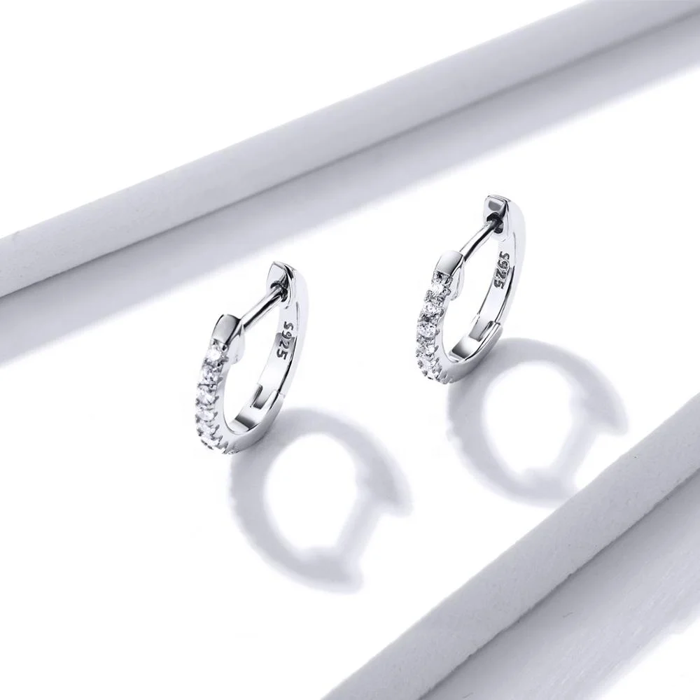 GE05 Luxury Hot 14K Gold Plated Cubic Zirconia Cuff Earrings 925 Sterling Silver Huggies Stud Hoop Earrings for Women
