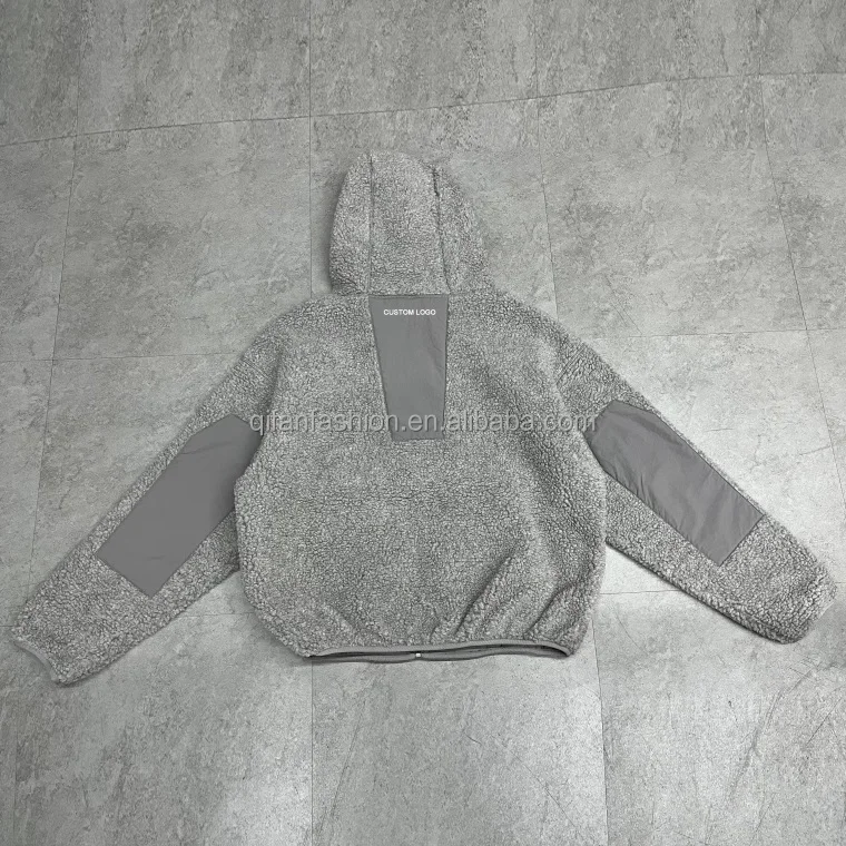 Custom patch design face cover ninja fleece sherpa hoodie for winter
