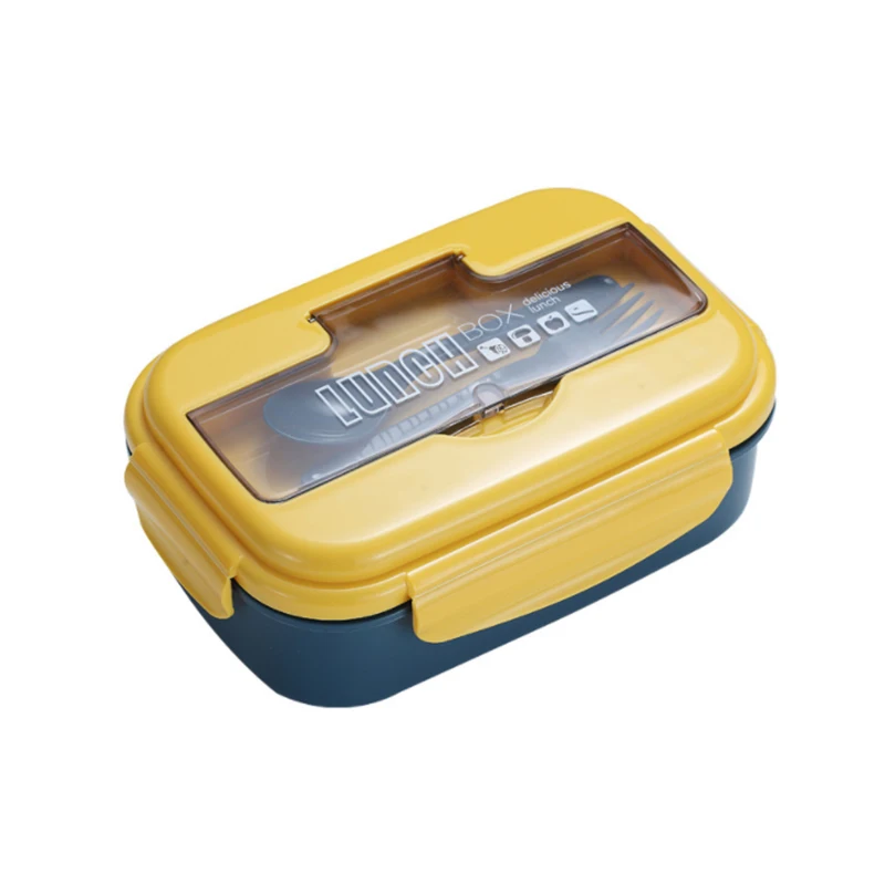 Детский Пластиковый Прямоугольный Ланч-бокс bento с 2 отделениями и столовыми приборами