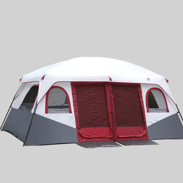 Large Luxury Double Layer 2 Bedrooms 1 Living Room 6-12 Person Family Multifunctional Rainproof Outdoor Tent For Camping