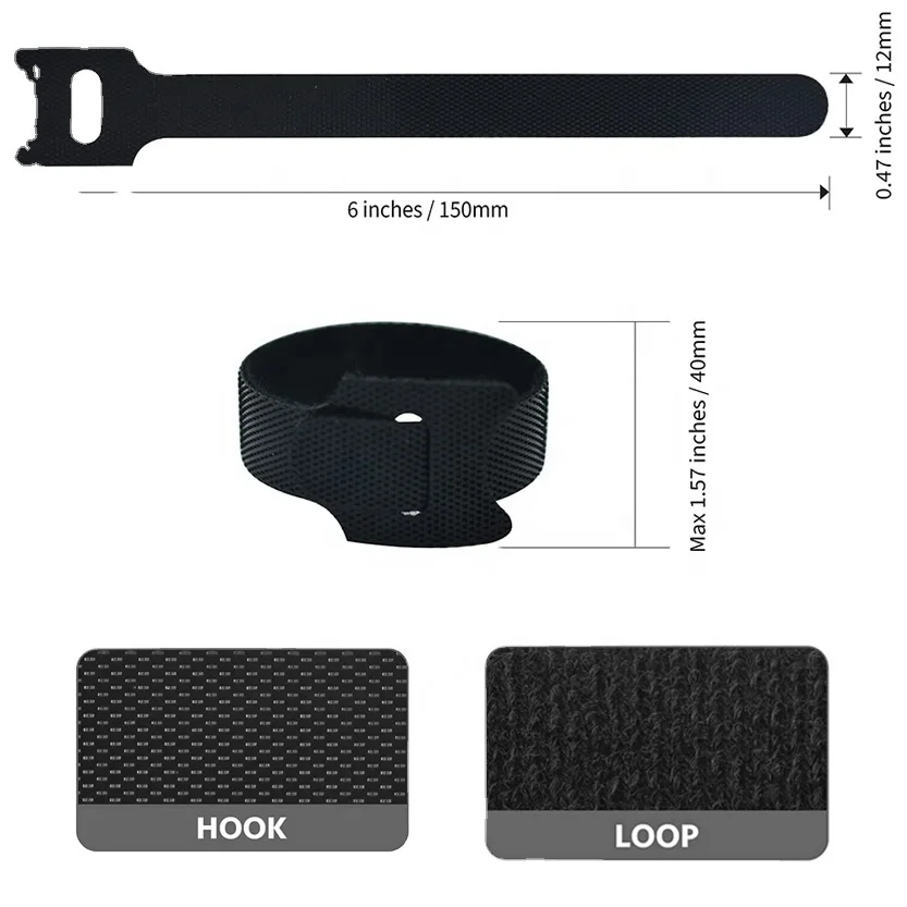 Custom Velcroes Cable Ties Printed Brand logo Hook And Loop Strap