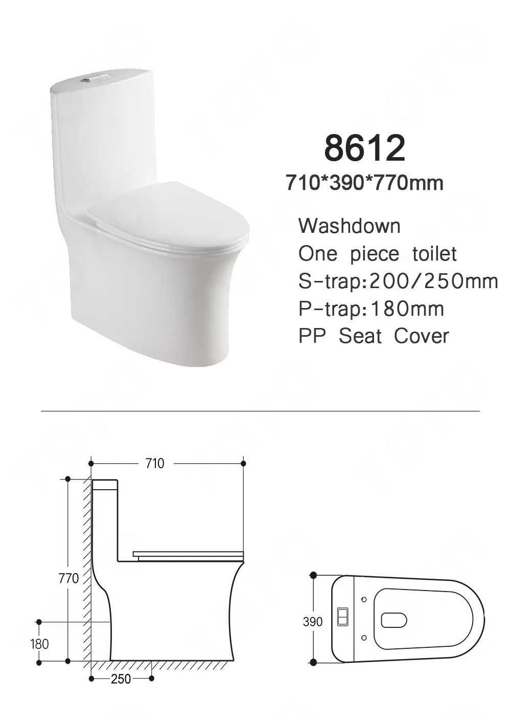 Cheap Sanitary Ware Bathroom Ceramic Wc Toilet Set Washdown One Piece Toilet Water 250mm  Closet