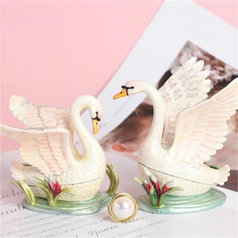High Sense Metal Enamel Crafts Creative Home Decor Sells Gifts White Swan Ornament