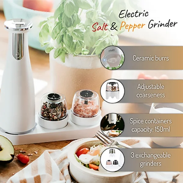 Portable USB Powered Electric Pepper Salt Miller Made of Durable Plastic for Household Outdoor Use with One-Button Operation