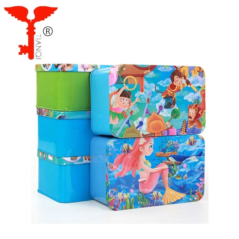 New Custom Wholesale Educational  Game Toy Children Animal  Cartoon Wooden Jigsaw Puzzle With Iron Box For Kids