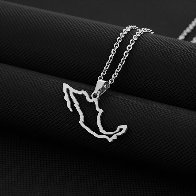 Fashion Mexico Map Pendant Necklace for Men & Women Titanium Steel Gold Silver Color Choker Mexican Outline Jewelry Gifts