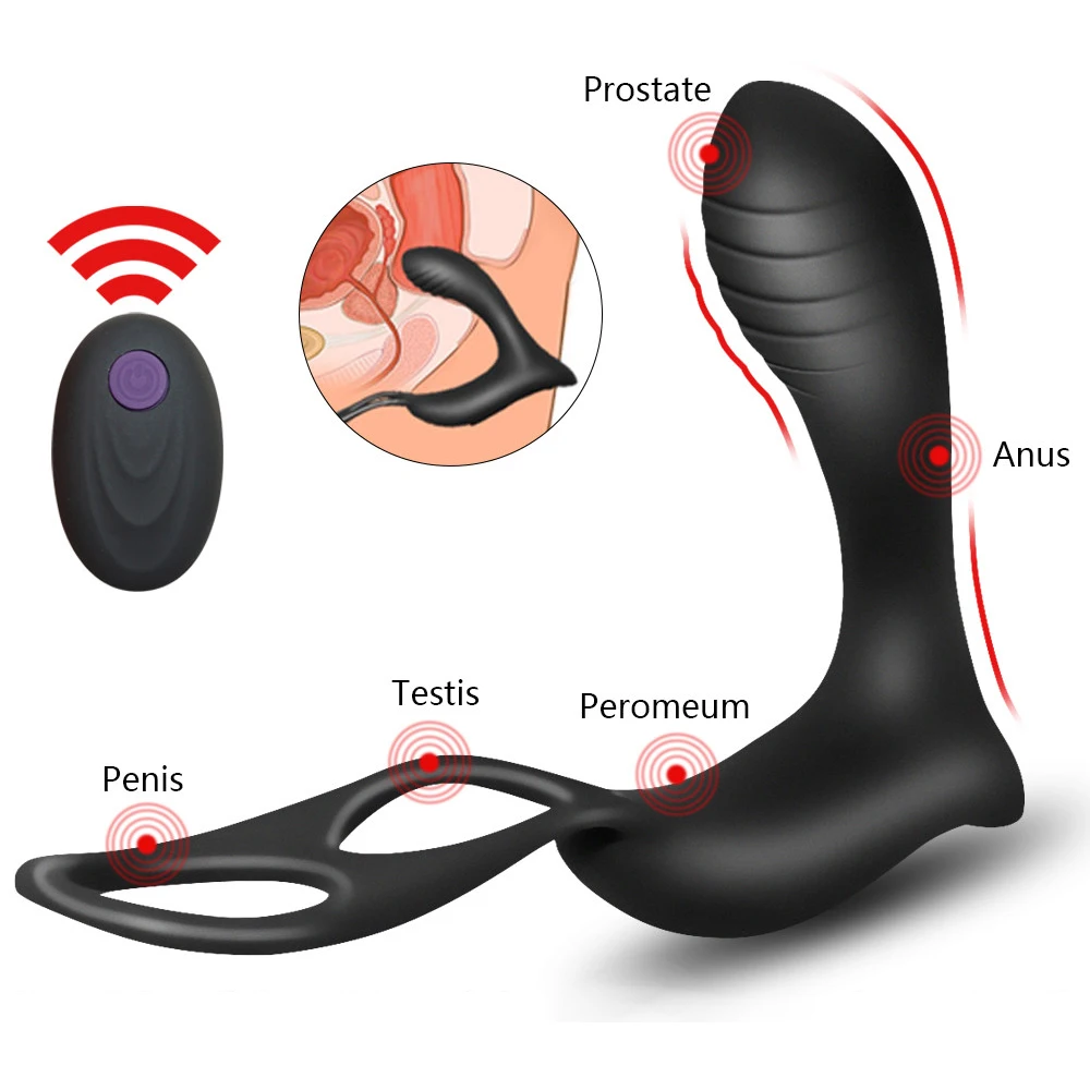 YPM Adult Silicone Male Vibrator Prostate Massager Sex Toy Cock Ring Anal Vibrator Butt Plug For Men Prostate Massager