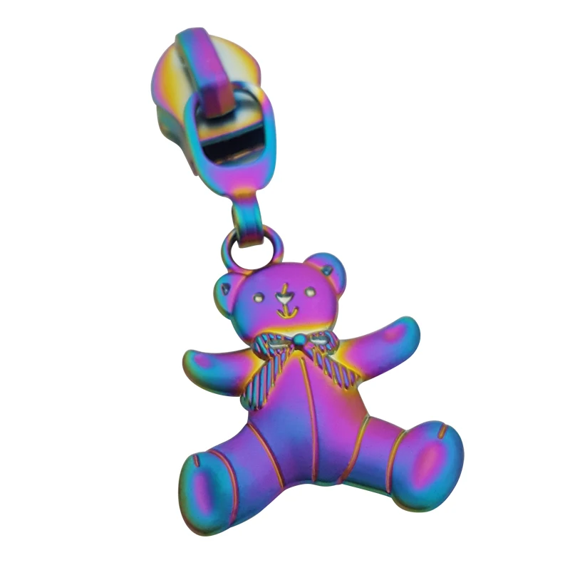 Best selling #5 nylon zip puller charms custom matte rainbow zipper sliders design for bags and garments