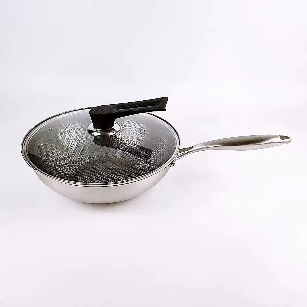 Glass lid stainless steel household non-stick pan
