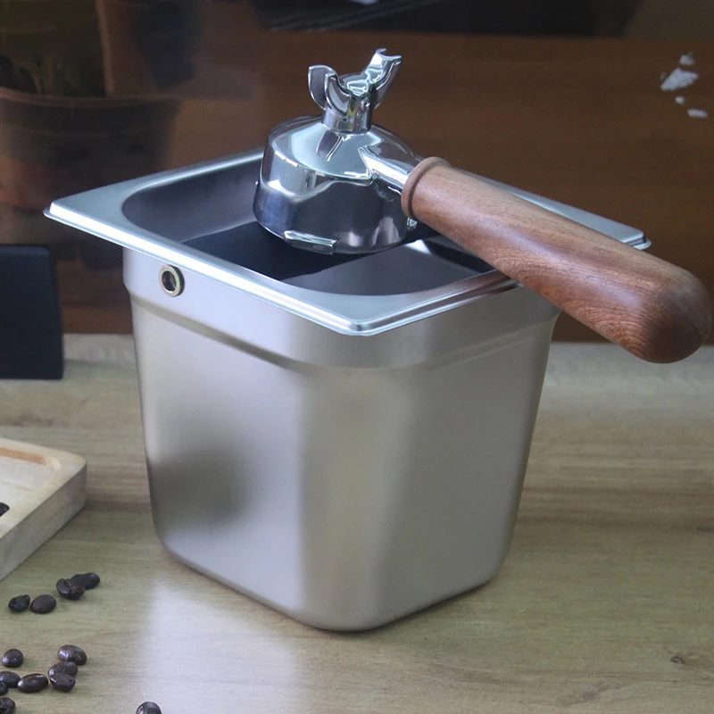 Stainless Steel Coffee Grind Container Coffee Grounds Bucket Espresso Dump Bin Coffee Knock Box