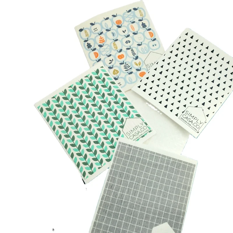 Eco-Friendly Custom Design Printing  Swedish Dishcloth Cellulose Sponge Cloths for household