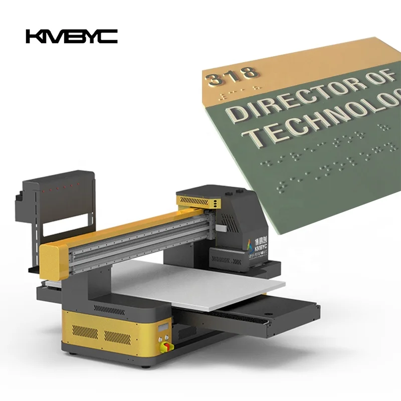 High Quality Double Rail 6090 UV Printer Braille Printing on Metal Acrylic Public Sign Machine