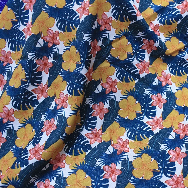Шелковая креп-ткань CDC 100% 14 мм с большим цветочным принтом