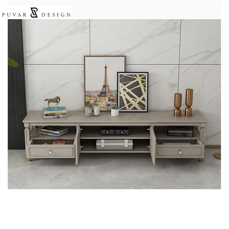 Modern Rectangular TV Cabinet Simple Living Room Furniture Solid Wood for Home and Office Use