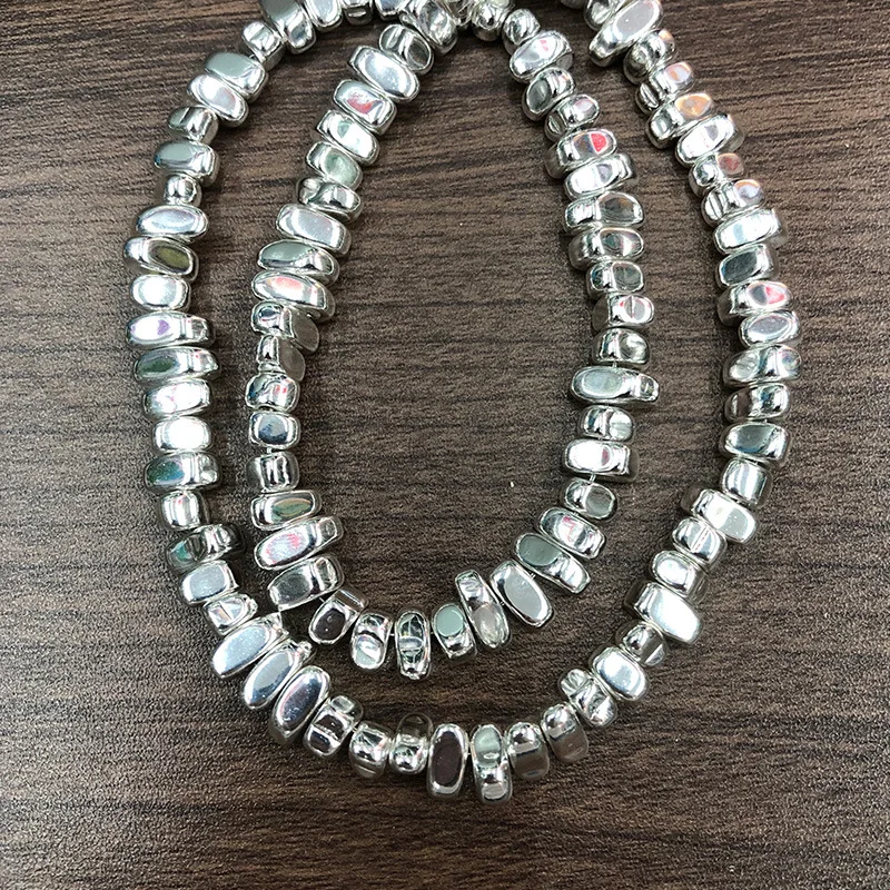 AAA+ Rhodium Hematite Bead Natural Irregular Geometric Stone Beads For Jewelry Making Bracelets Necklace