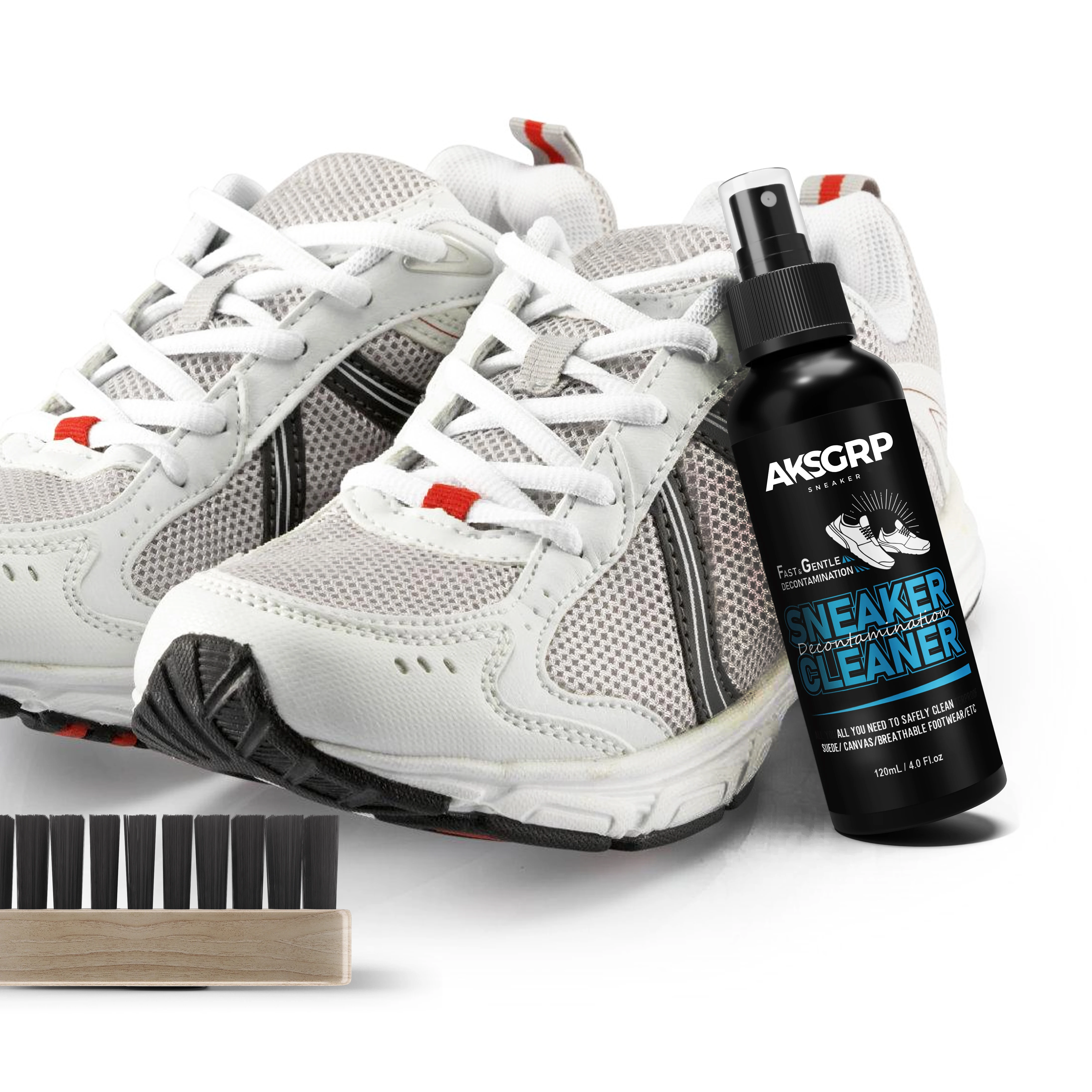 AKSGRP high quality custom sneaker cleaning shoe with brush cleaner 3in1 shoe care kit in oem box shoe cleaner