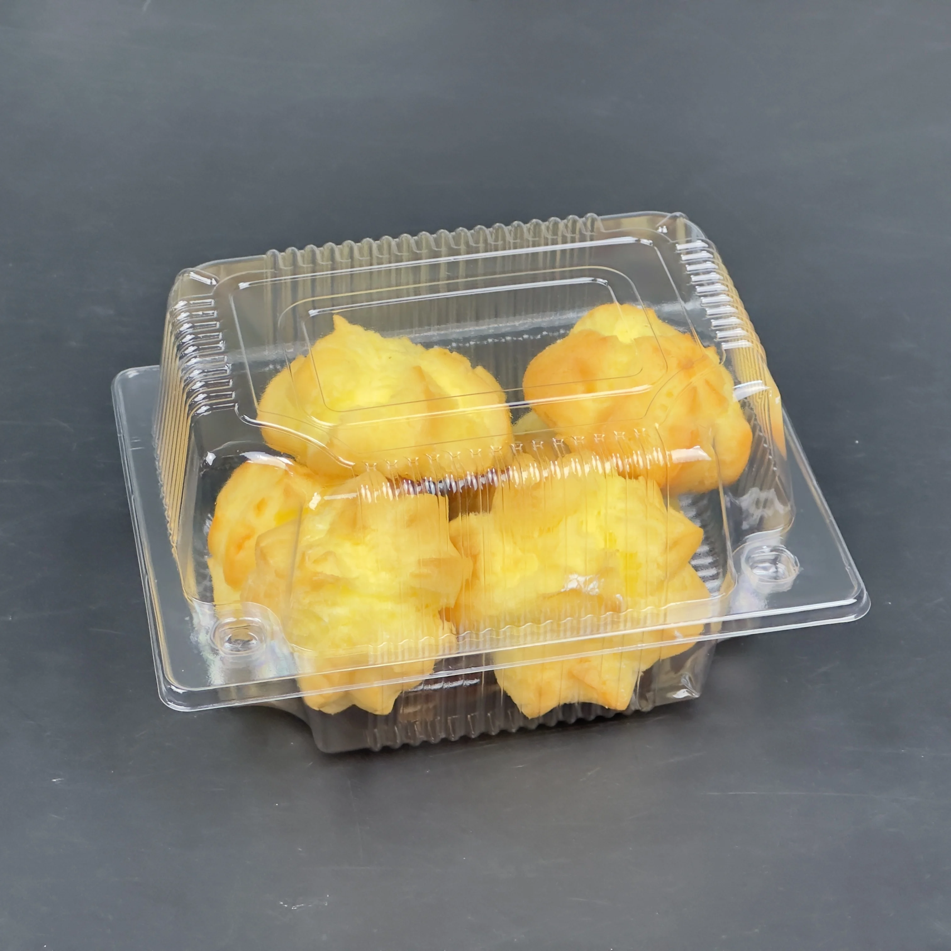 Custom Disposable Blister Food Grade Sealed Plastic Packaging Box Baking Pastry Bread Cake Snack Box With Lid
