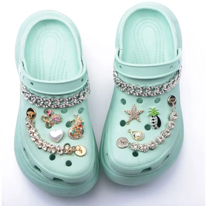 Wholesale 50% discount custom rhinestone  metal bling shoes clog for decoration clog shoe charms