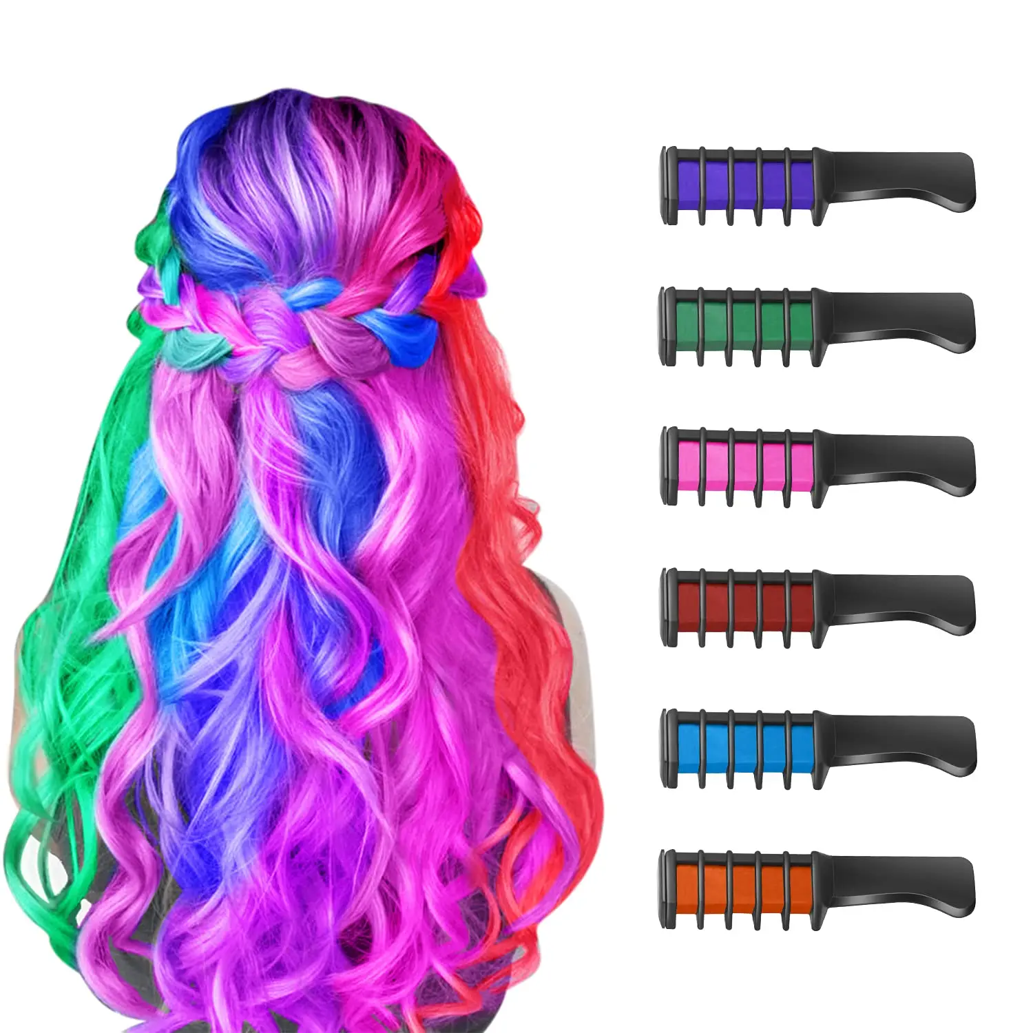 Private Label Hair Chalk Comb DIY Non-Toxic Semi Permanent Hair Color Cream Hair Dye Comb Salon For Girls Kids