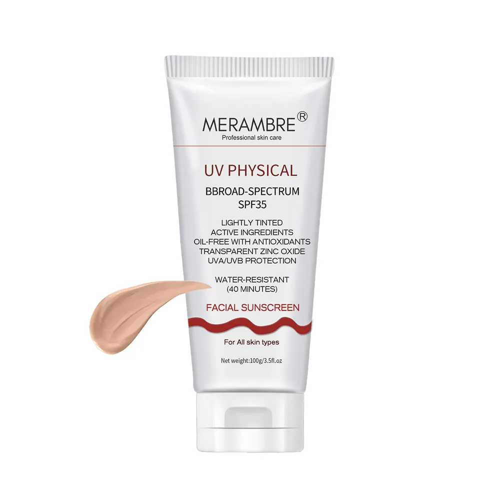 OEM ODM, солнцезащитный крем широкого спектра для лица с Тонировкой, без химических веществ, минеральный солнцезащитный крем для чувствительной кожи после процедуры