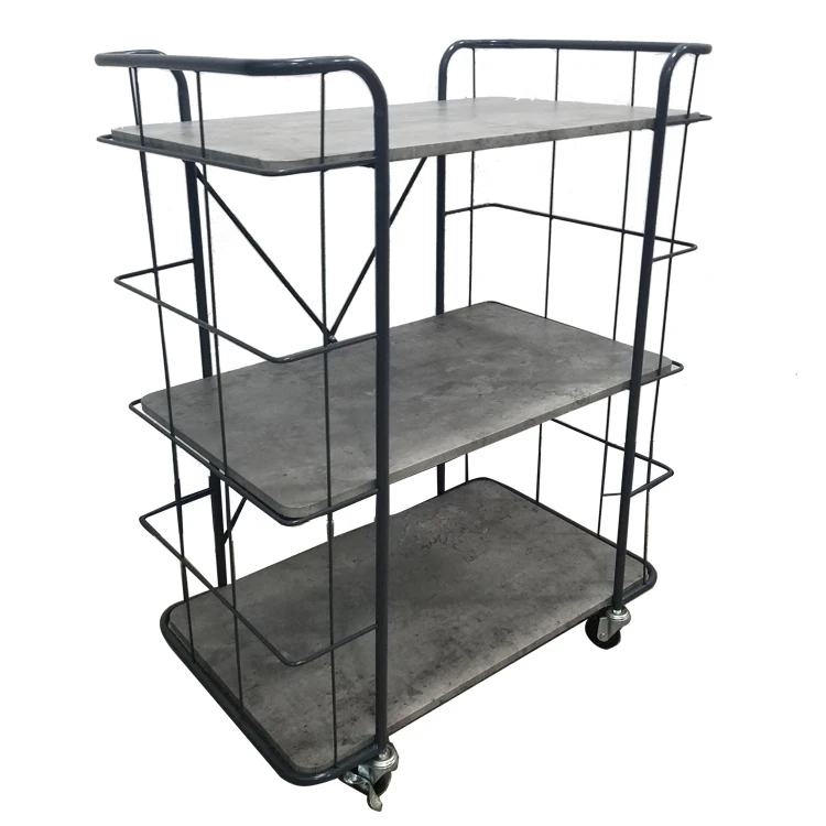 3 Tiers Modern Design Marble Tray Modern Kitchen Trolley Metal With 4 Wheels