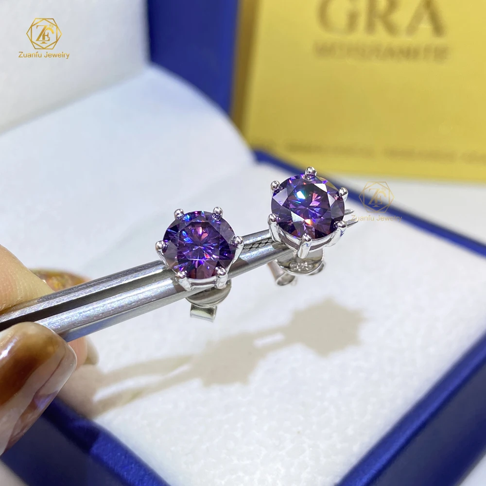 Серьги с бриллиантами круглой формы бабочкой