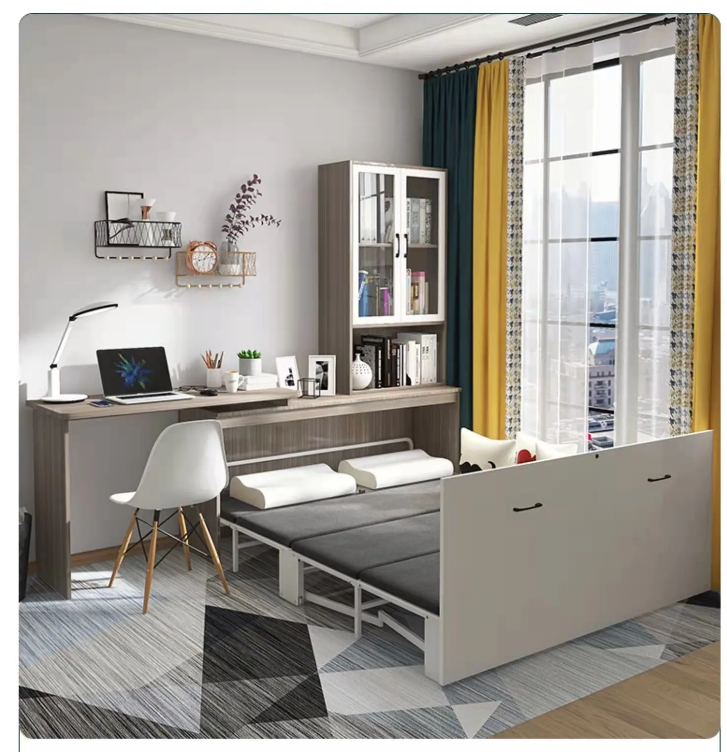 factory free design Modern Multifunction space saving wall bed horizontal murphy bed folding transformer bed