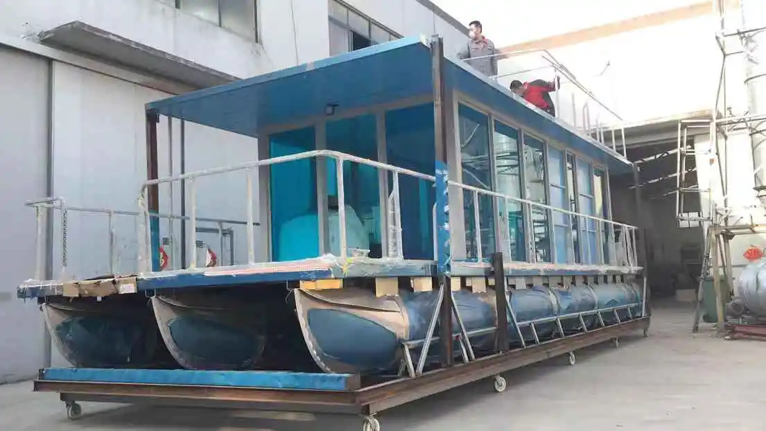 34ft Aluminum Glass House Pontoon Boat Water  Floating Party House Boat Water Building Floating Passenger  Boat