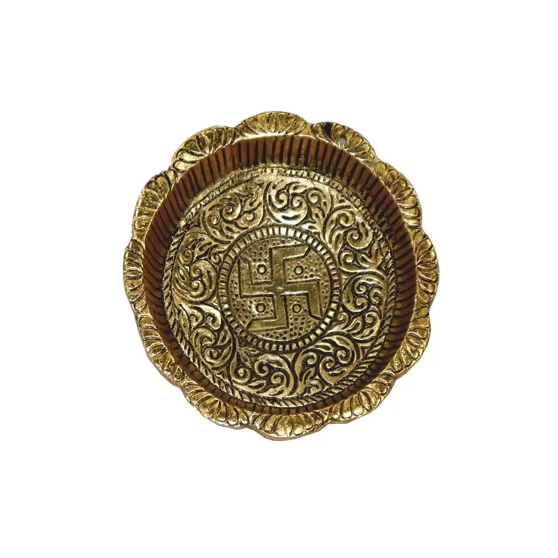 Premium Quality Golden Pooja Plate for Temple with Affordable Rate from India