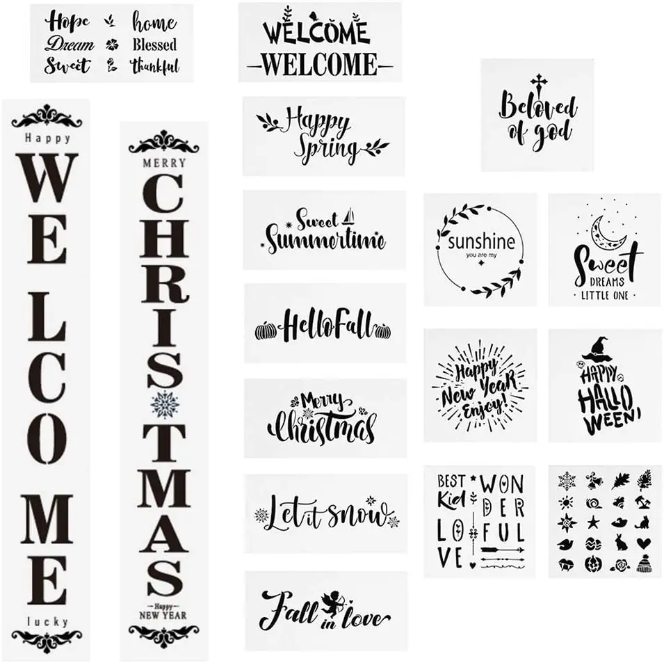 
Welcome Stencil Reusable Seasonal Letter Stencils For Painting On Wood Welcome Sign Stencil For Home DIY 