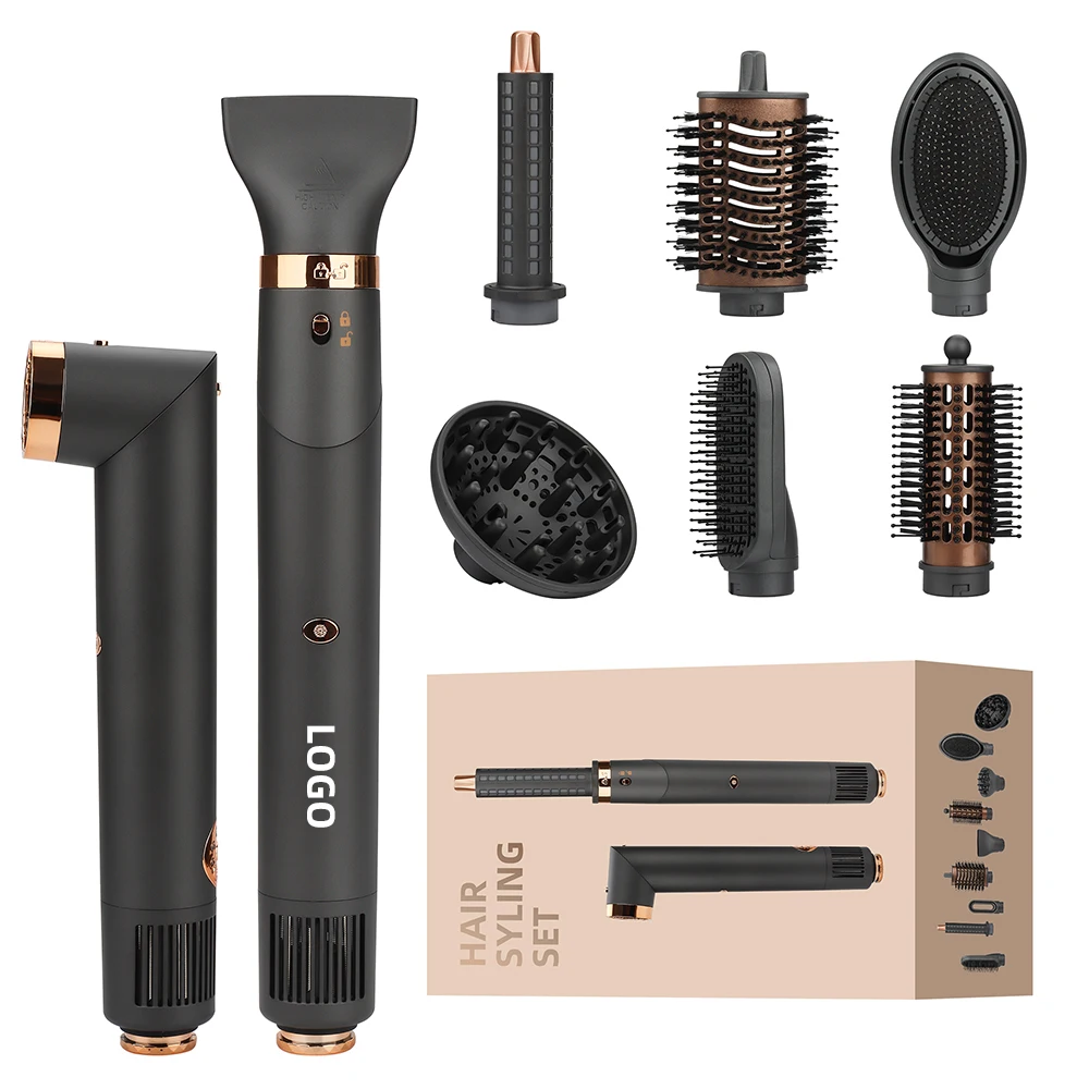Custom Private Label 7 in 1 Professional Hair Dryer Diffuser Hair Styling Tools Set Blower Comb Dryer One Step Hot Air Brush