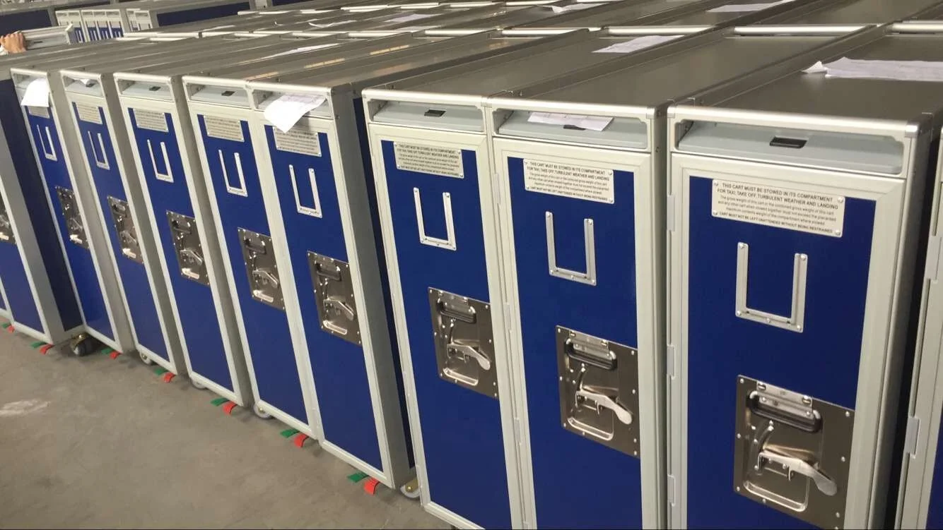 Full size inflight airline aircraft service meal cart trolley