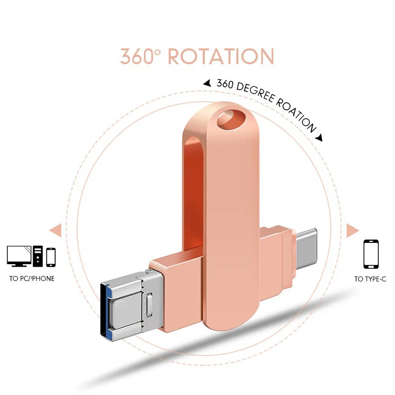 Mobile Phones 3 in 1 Type C Micro Pendrive USB 3.0 Flash Drive 32GB 64GB 128GB OTG USB flash drive device for iPhone OTG