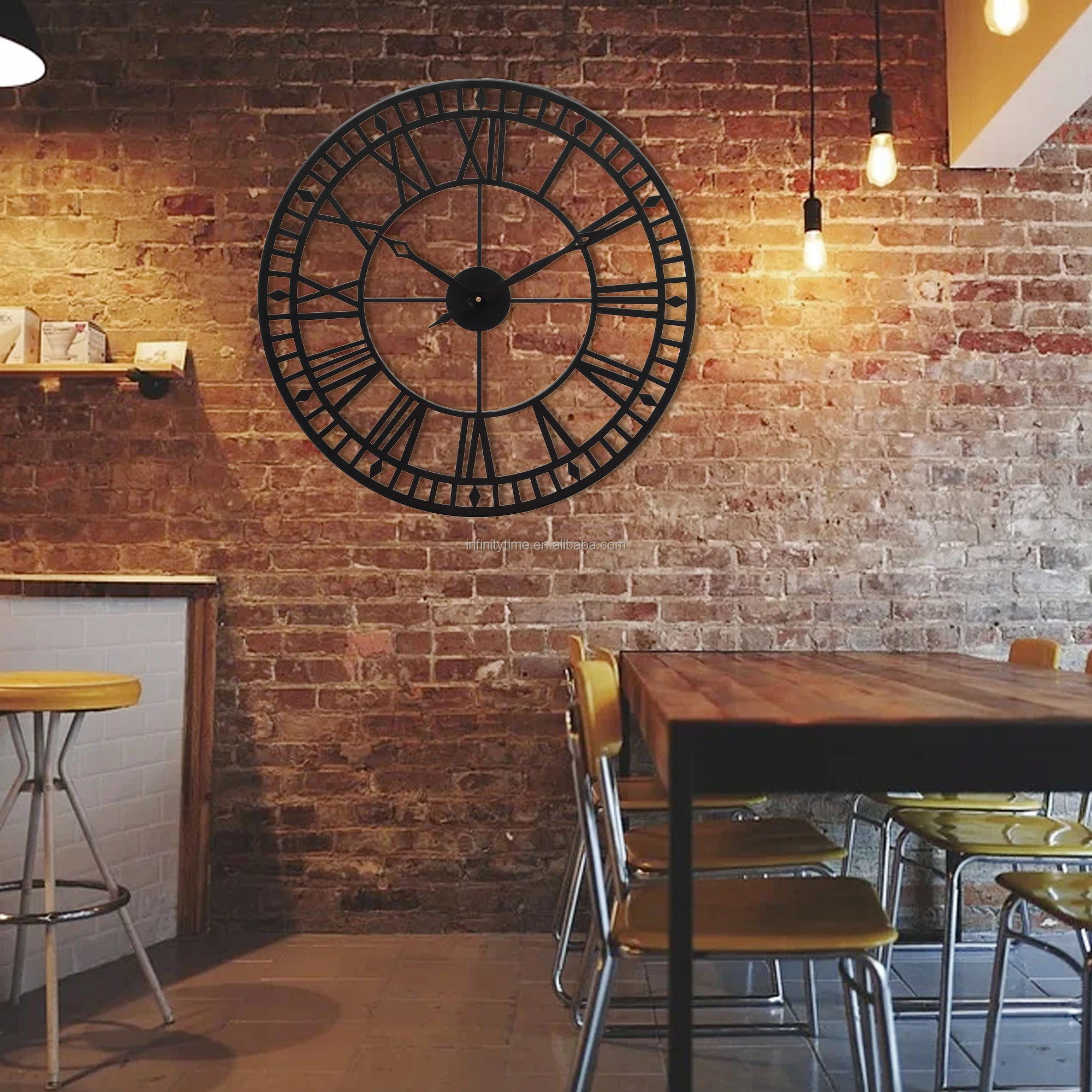 
The most Classic Vintage Round Metal Iron Roman Numerals farmhouse Wall Clock Home Decoration 