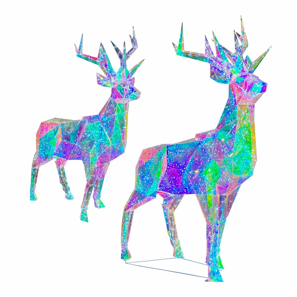 Outdoor Decoration Exquisite Motif Colorful Animal Shape Led Christmas 3d Large Outdoor Lighted Reindeer