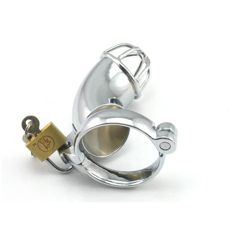metal male chastity device with anal cock ring lock cage sex products for male