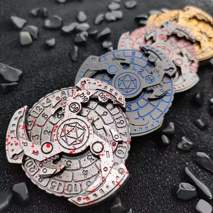 Favourite DND Rotatable D20 Mechanical Roulette Display D4 D10 D8 D6 D20 Metal Dice for Dungeons and Dragons