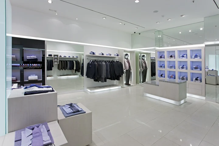 MDF Wooden Display Rack cloth display cabinet stand showcase Modern Tailor Shop ODM