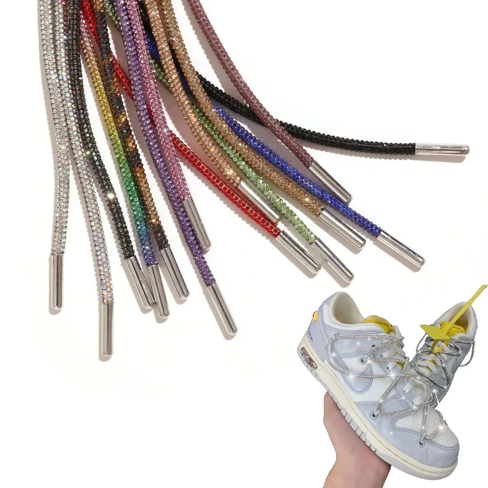 OEM Manufacturer Custom Size 80CM 100CM 120CM 160CM Cord Diamond Crystal LACES Glitter Rhinestone Hoodie String Shoelaces