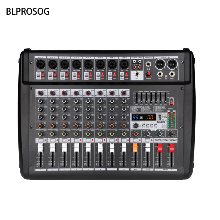 PA800 8-канальный аудиомикшер с диапазоном 7 eq muti xlr Вход MP3 Bluetooth для Конференции
