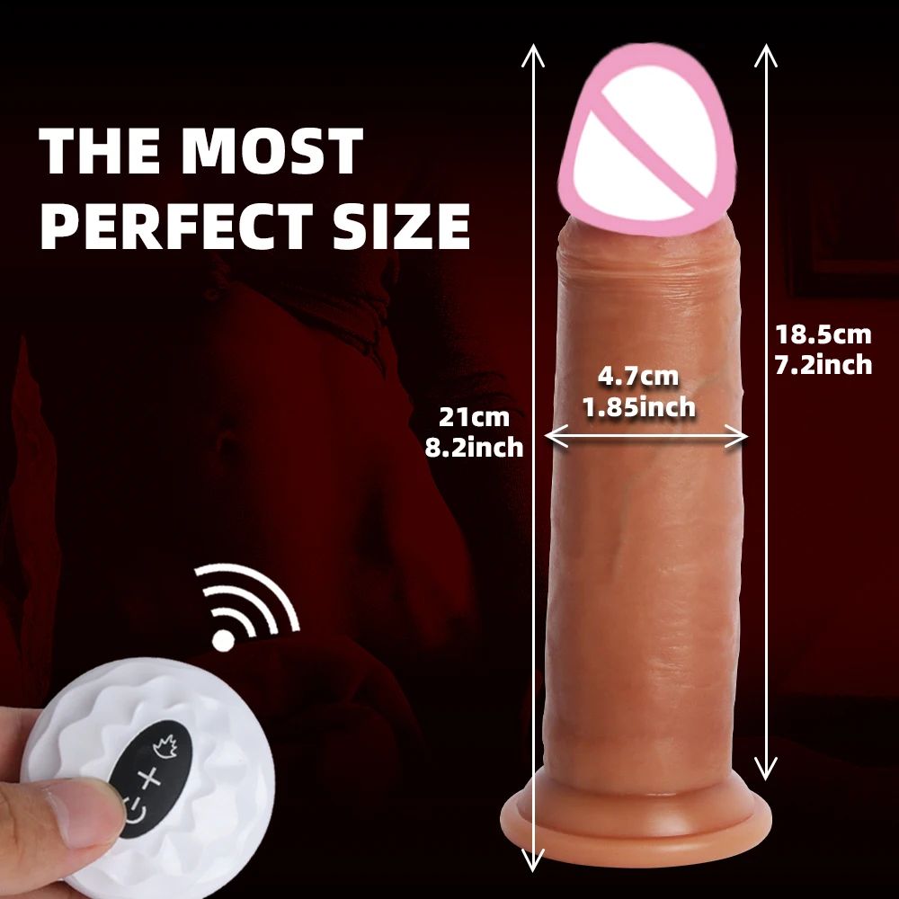 Remote Control Thin Vibrating Big Dildo Penis G Spot Stimulate Sliding Skin Silicone Dildo Vibrator For Women Huge Realistic