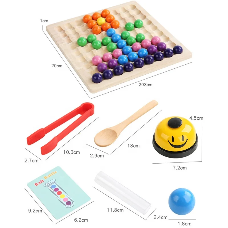 3 in 1 Montessori Sensory Toy For Children Test Tube Clip Bead Elimination Game Fine Motor Training Education Rainbow Wooden