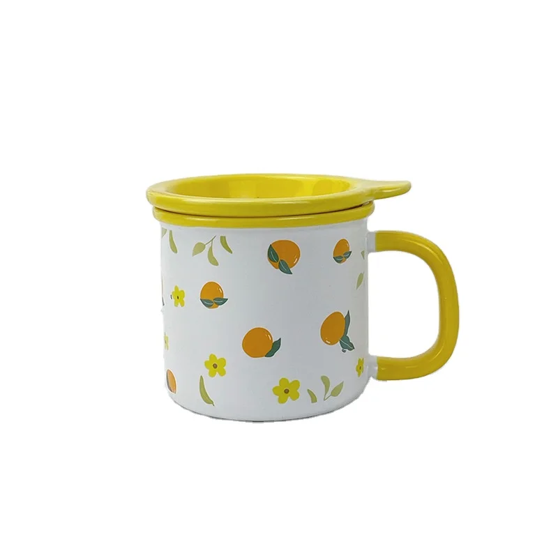 Korean Ins Cartoon Cute Ceramic Cup for Kids Creative Home Gift Mug With Lid