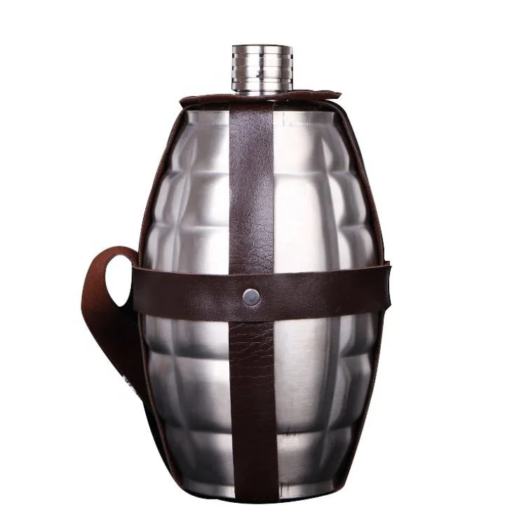 64oz Water bottle Thunder pot Stainless steel creative hip flask wine bottle grenade shape loading mine craft gift