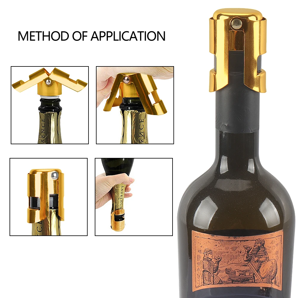 ZBPASL-High quality Stainless Steel Gold Vacuum Sealed Wine Sparkling Stopper Champagne Bottle Stoppers