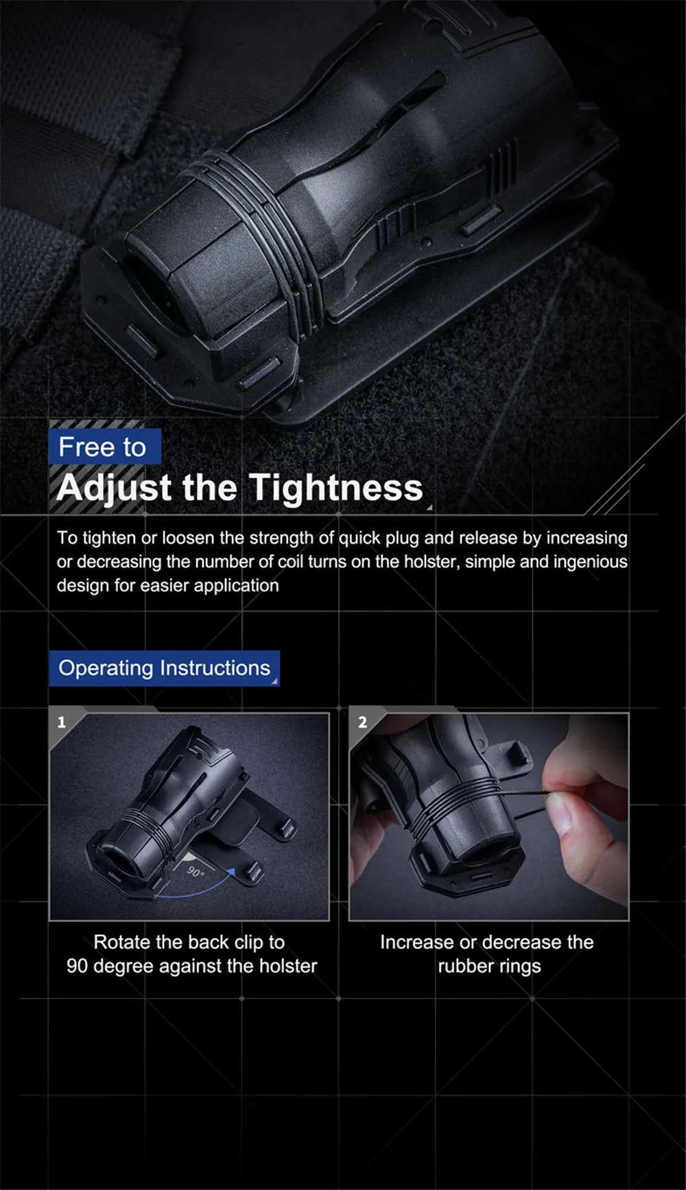 360 Degree Rotatable Tactical Flashlight Holster Nextorch V6  for torch  dia from 27 - 30 mm